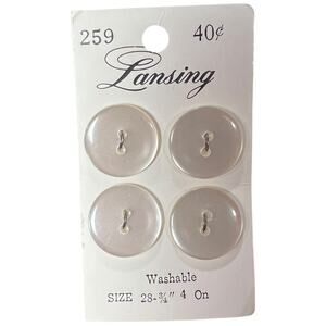 Vintage Lansing White Pearl Buttons 4 Count Iowa NOS Sewing Craft